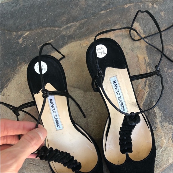 Manolo Blahnik Suede Lace Up Heels 39.5 - Picture 9 of 12